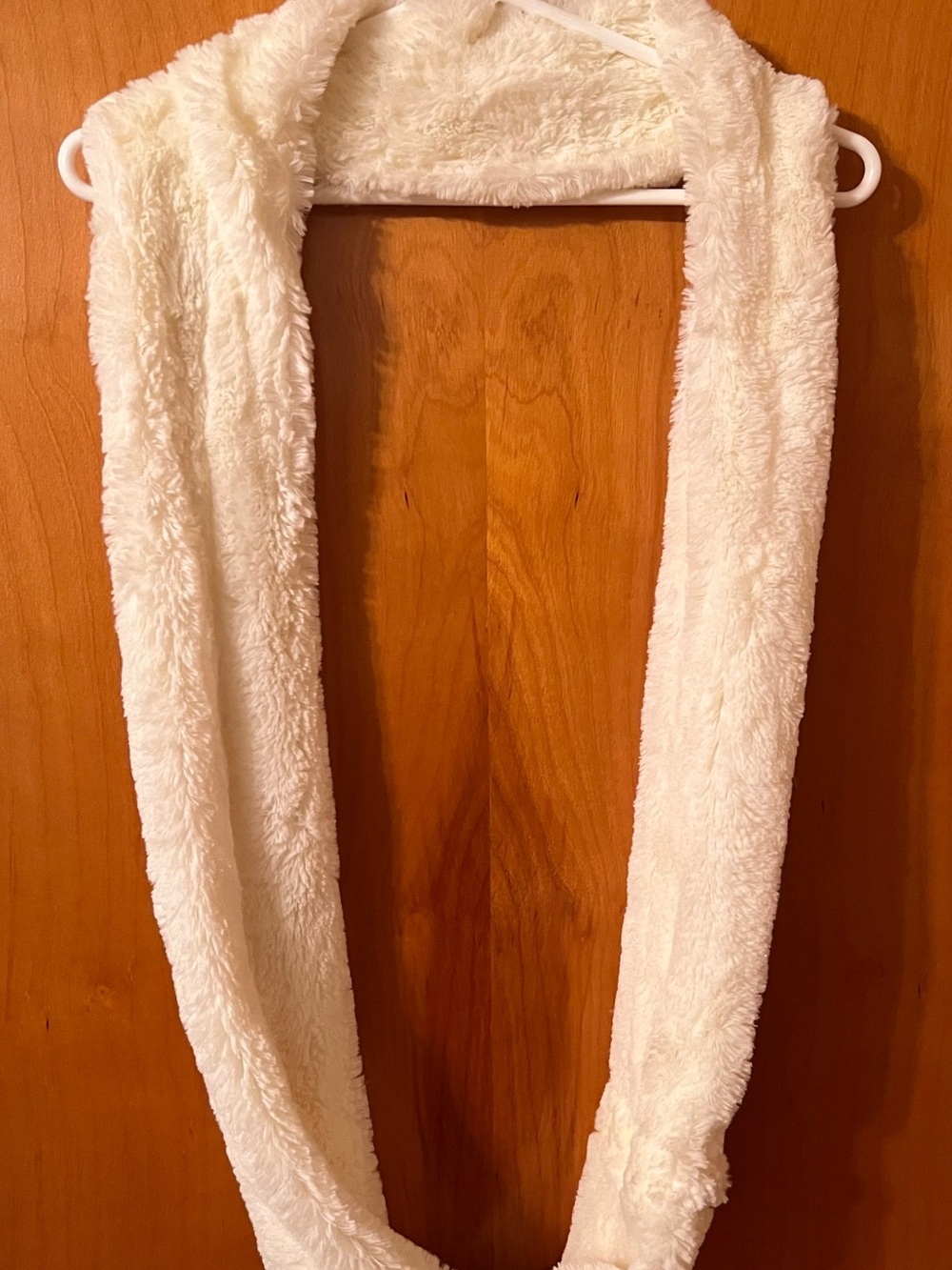 Plush Faux Fur Infinity Scarf - White